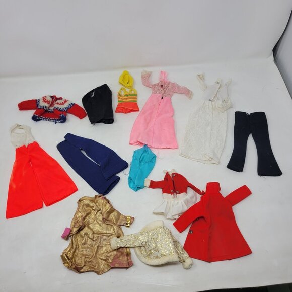 Vintage Lot Of Barbie Doll Mixed Clothes Coat Dress Sweater Swimsuit Jumpsuit - Picture 10 of 12